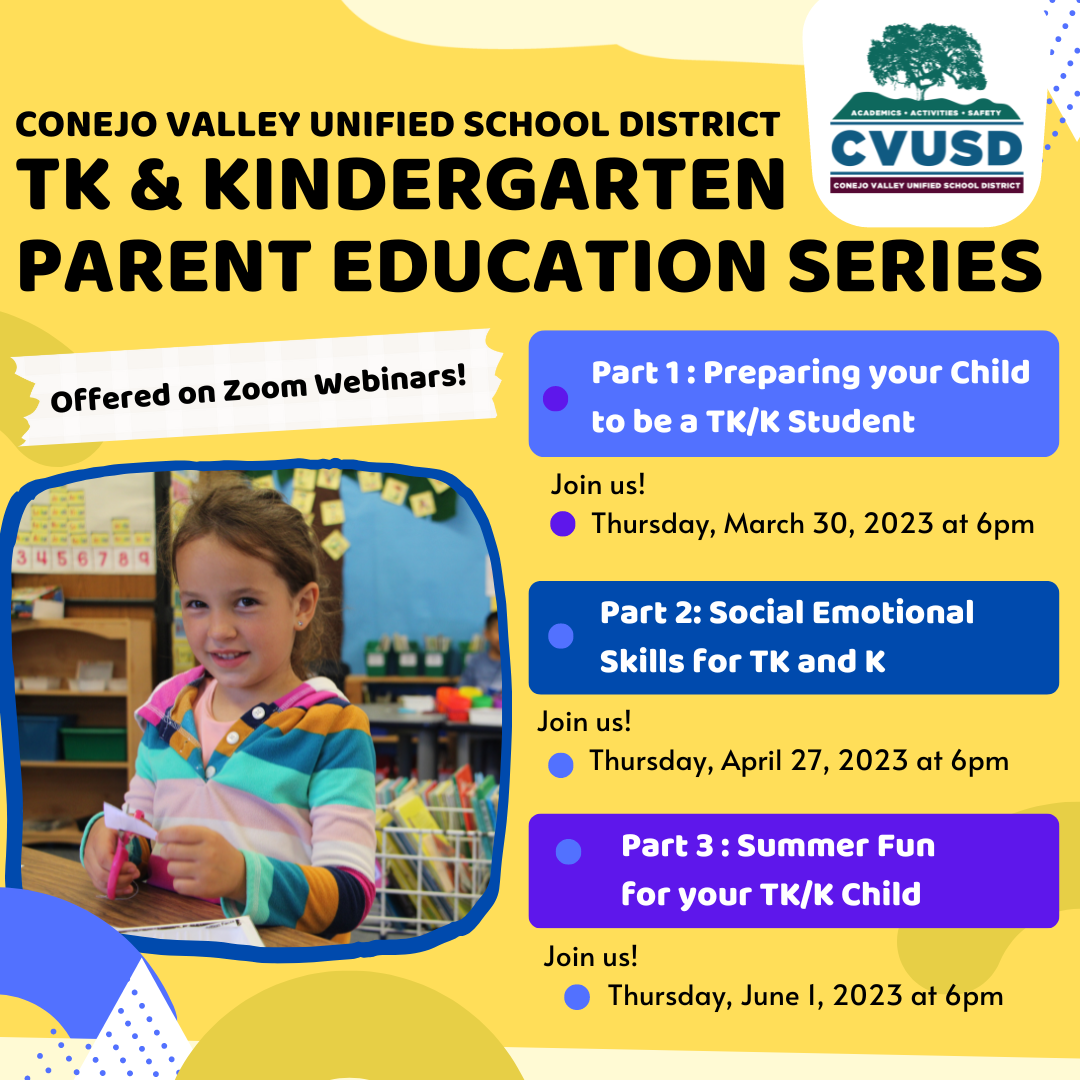  Future CVUSD Families: Join Us for Our TK & Kindergarten Parent Education Series